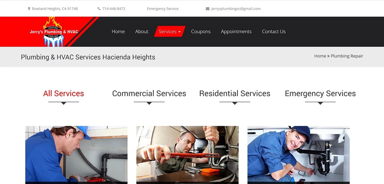 jerrys plumbing web design