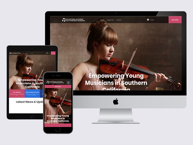 South California Symphony Orchestra website designed by Affordable Web Design Los Angeles