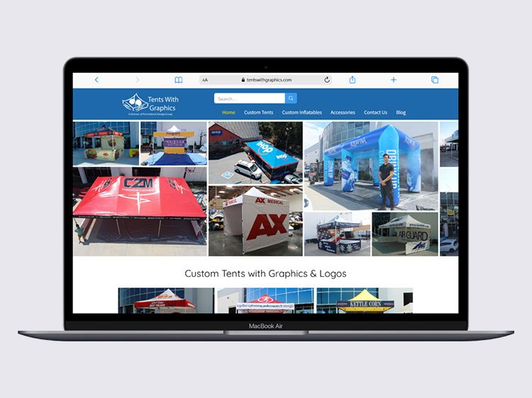 custom tents website design